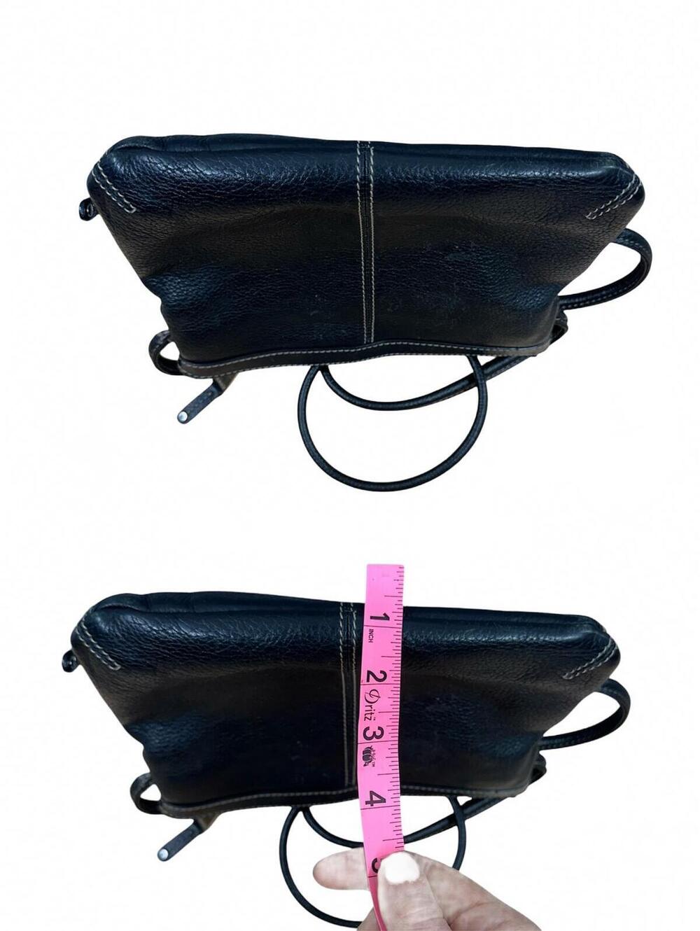 Tignanello Vintage Black Leather Crossbody Bag Y2K Mini Shoulder Purse - Picture 6 of 8
